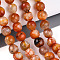 Dyed & Heated Natural Fire Crackle Agate Beads Strands, Round, Faceted, Coral, 7.5~8.5mm, Hole: 0.8~1.2mm, about 47~48pcs/strand, 13.78~14.96 inch(35~38cm)