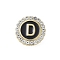 Letter Enamel Pins, Alloy Brooches for Backpack Clothes, with Clear Cubic Zirconia , Letter D, 17.8x17mm