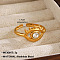 304 Stainless Steel with Crystal Rhinestone Adjustable Cuff Rings, Golden, Eye, Inner Diameter: 17mm