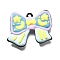 Acrylic Pendants, Bowknot, with Enamel & Loop, Yellow, 36~36.5x43.5~44.5x8.5~9.5mm, Hole: 2.5mm