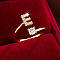 Brass Micro Pave Cubic Zirconia Cuff Rings, Letter E, 12x8mm