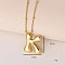 Simple and Stylish Brass Letter Pendant Satellite Chain Necklaces for Women Men, Golden, Letter K, 16.14 inch(41cm)