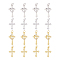 16Pcs 4 Styles Rack Plating Brass & Cubic Zirconia Pendants, Cadmium Free & Lead Free, Long-Lasting Plated, Cross, with Jump Ring, Mixed Color, 22~26x13~14x2~3.5mm, Hole: 5mm, 4pcs/style