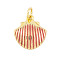 Rack Plating Brass Enamel Pendants, Cadmium Free & Lead Free, Long-Lasting Plated, Real 18K Gold Plated, Shell Shape, Light Salmon, 14x13x4mm, Hole: 3mm