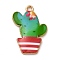 Alloy Enamel Pendants, Cactus Charm, Golden, Green, 23.5x16x2mm, Hole: 1.8mm