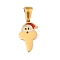 Christmas Theme 304 Stainless Steel Pendants, with Enamel, Golden, Santa Claus Letter Charm, Letter T, 16x9x1.5mm, Hole: 6x3mm