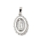 Brass Pave Natural White Shell Pendants, Oval Religion Virgin Charms, Long-Lasting Plated, Lead Free & Cadmium Free, Rack Plating, Platinum, 20x13x2.5mm, Hole: 3.5x6mm