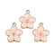 Zinc Alloy Enamel Pendants, Flower, Golden, Pink, 16.5x14.5x2.5~3mm, Hole: 1.5mm