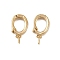 Oval Brass Twister Clasps, Cadmium Free & Lead Free, for Half Drilled Beads, Real 24K Gold Plated, 13x7x2mm, Pin: 0.7mm