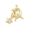 Brass Clear Cubic Zirconia Spring Ring Clasps, Star, Real 18K Gold Plated, 23mm