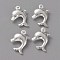 Brass Charms, Long-Lasting Plated, Dolphin, 925 Sterling Silver Plated, 15x10.5x3.5mm, Hole: 1mm