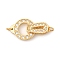 Brass Micro Pave Rhinestone Fold Over Clasps, Ring, Real 18K Gold Plated, 24mm