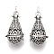Rack Plating Brass Cage Pendants, For Chime Ball Pendant Necklaces Making, with Rhinestone, teardrop, Antique Silver, 43x27x22mm, Hole: 3x6mm, inner measure: 20mm