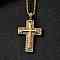 304 Stainless Steel Pendant Necklaces, with Cubic Zirconia, Cross, Real 18K Gold Plated, 20.39 inch(51.8cm)