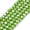 Electroplate Glass Beads Strands, Pearl Luster Plated, Faceted, Rondelle, Yellow Green, 3.5~3.8x3mm, Hole: 0.4mm, about 105~110pcs/strand, 29~31cm