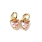 Brass Micro Pave Cubic Zirconia Charms, Long-Lasting Plated, Real 18K Gold Plated, Heart, Pearl Pink, 8x5x3.5mm, Hole: 3mm