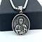 Greek Mythology Vintage Style Stainless Steel Oval with Saint Pendant Necklaces for Men, Stainless Steel Color