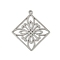 304 Stainless Steel Pendants, Rhombus with Flower, Hollow, Stainless Steel Color, 32.5x29.5x1.5mm, Hole: 1.5mm
