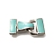 Brass Enamel Fold Over Clasps, Cadmium Free & Lead Free, Long-Lasting Plated, Rack Plating, Platinum, Rectangle, Turquoise, 28.5mm