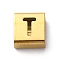 Ion Plating(IP) 304 Stainless Steel Square Slide Charms, Golden, Letter T, 9x8x4mm, Hole: 3.5x8.5mm