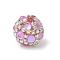 Sparkling Acrylic Encrusted Round Beads, with Rhinestone Cup Chains & Glass, for Beadable Pens, Keychains and Jewelry, Pink, 18.5~19x16~16.5mm, Hole: 2.5mm
