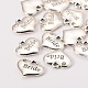 Wedding Theme Antique Silver Tone Tibetan Style Heart with Bride Rhinestone Charms X-TIBEP-N005-12-3