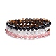 Ensemble de bracelets extensibles en perles de pierre naturelle mélangées rondes BJEW-JB07293-1