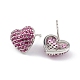 Серьги-гвоздики из латуни с кубическим цирконием в форме сердца для женщин и мужчин EJEW-K245-01P-3