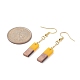6 Pair 6 Color Resin & Walnut Wood Rectangle Dangle Earrings EJEW-JE05252-4