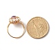 女の子の女性のための天然アメジスト指輪  ラウンドシェルパールビーズリング  真鍮製ワイヤーラップリング  ゴールドカラー  usサイズ7 3/4(17.9mm) X1-RJEW-TA00012-5-8