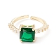 Квадратное кольцо-манжета с зеленым кубическим цирконием KK-D067-33G-RS-2