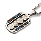 304 Stainless Steel Colorful Rhinestone Rectangle with Saint Benedict Medal Pendant Necklaces NJEW-G115-03P-2