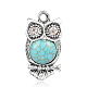 Owl Tibetan Style Antique Silver Plated Alloy Synthetic Turquoise Pendants TIBEP-F064-01AS-1