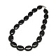 Natural Oval Black Agate Beaded Necklaces X-NJEW-P091-06-1
