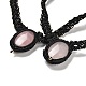Collana con pendente ovale in quarzo rosa naturale NJEW-K258-01D-2