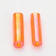 透明色の虹ガラスラッパビーズ  ABカラー  オレンジ  6x1.8mm  穴：0.6mm TSDB6MM169-2
