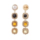Glass Rectangle Beaded Long Dangle Stud Earrings with Imitation Pearl EJEW-TA00141-02-3