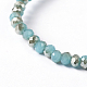 Half Plated Faceted Rondelle Electroplate Imitation Jade Glass Bead Strands X-EGLA-D020-4x3mm-38-2