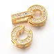 Flat Round Brass Micro Pave Cubic Zirconia Fold Over Clasps ZIRC-I014-64G-FF-3