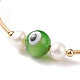 Aventurina verde natural y mal de ojo murano y brazalete con cuentas de perlas naturales BJEW-JB08463-05-4