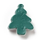 オペーク樹脂カボション  フロッキークリスマスツリー  ティール  23x18.5x7.5mm RESI-G042-C01-3