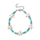 Braccialetti sintetici con perline di stelle marine turchesi da donna BJEW-TA00386-1