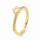 Clear Cubic Zirconia Diamond Open Cuff Ring RJEW-B028-20G-1