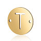 チタン鋼リンクコネクター  アルファベット付きフラットラウンド  ゴールドカラー  文字.t  12x0.8mm  穴：0.8mm X1-STAS-T040-T531G-T-1