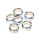MIYUKI & TOHO Handmade Japanese Seed Beads, with Brass Link Rings, Loom Pattern, Ring, Golden, Colorful, 15~16x1.8mm