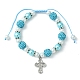 Cross Alloy Rhinestone Pendant Bracelet for Women BJEW-JB09485-3