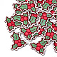 プリントバスウッドペンダント  バックランダムカラー  クリスマスヒイラギの葉  グリーン  44.5x41x3mm  穴：1.8mm WOOD-S045-055-1