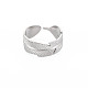 304 anello per polsino aperto con foglia in acciaio inossidabile per donna RJEW-S405-213P-1
