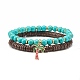 Ensemble de bracelets extensibles en perles de noix de coco naturelles et de turquoise synthétique (teintes) BJEW-JB07168-5