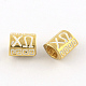 Style lettres grecques ovales surface lisse ton doré 316l perle européenne en acier inoxydable chirurgical STAS-R080-C07-1